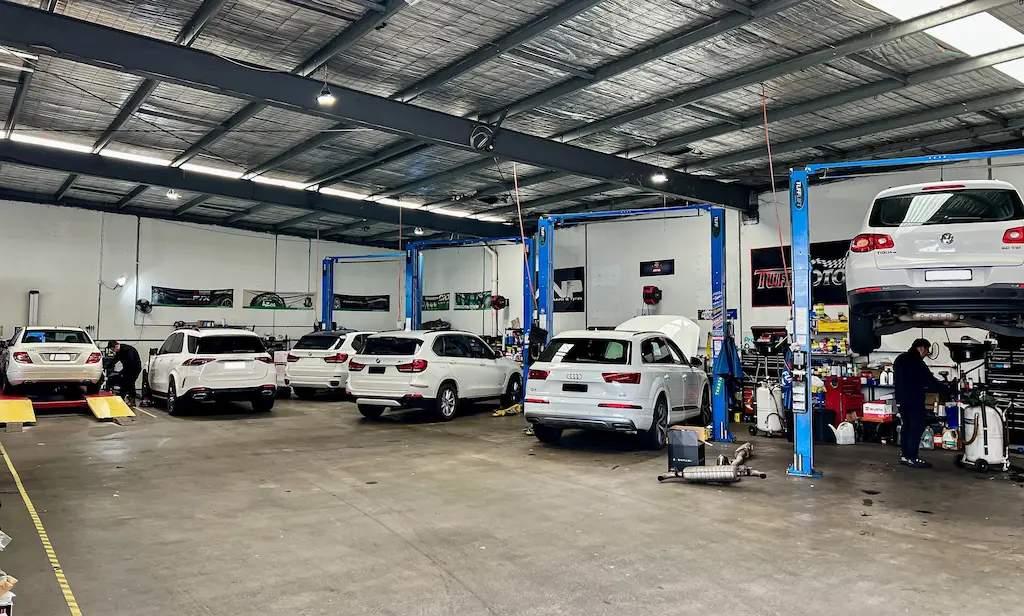 Mechanic working on a car