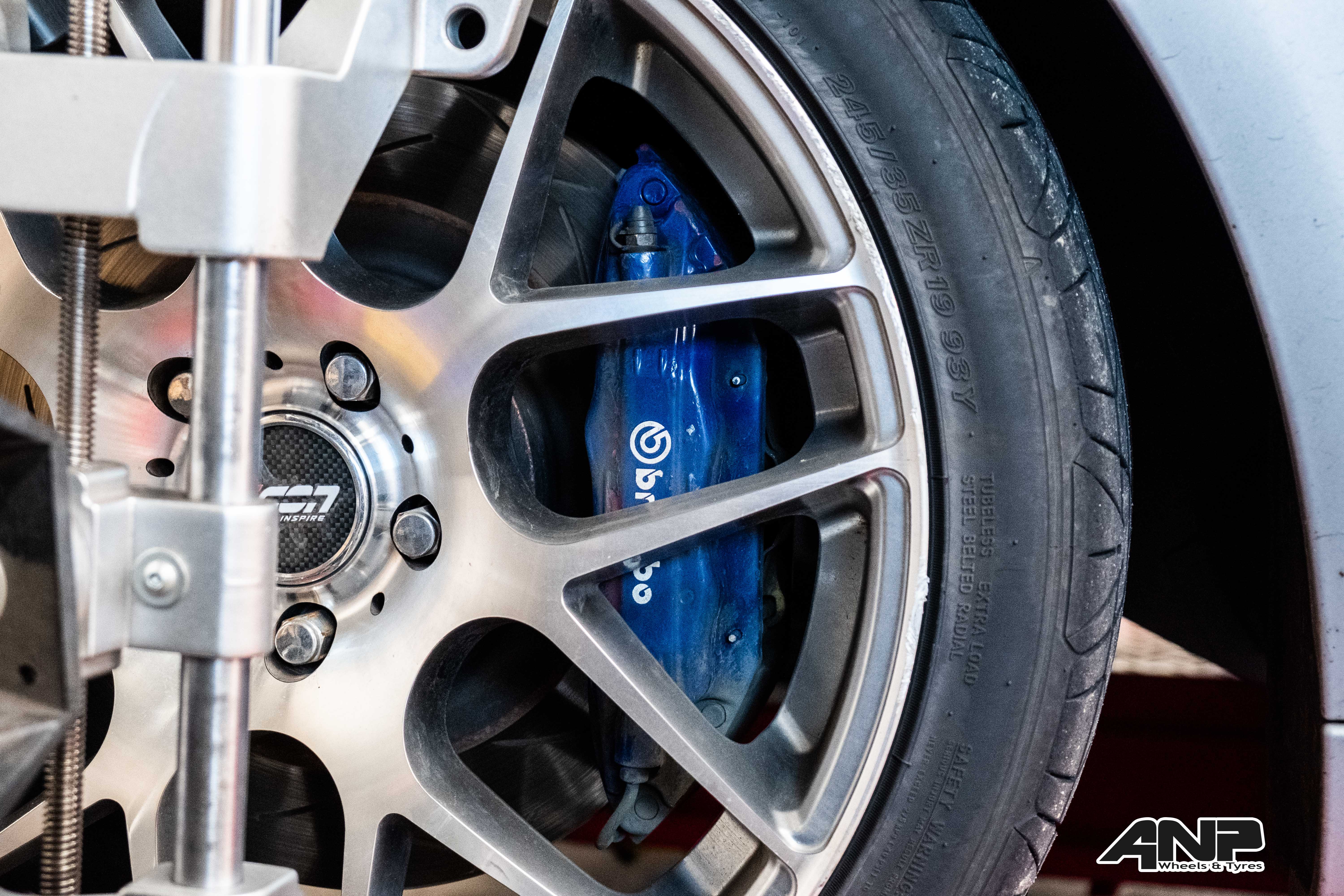 Wheel alignment in progress